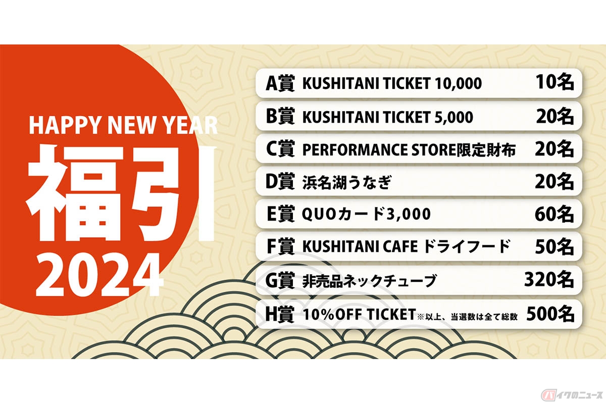 毎年恒例の新春福引が開催されるのは、KUSHITANI PRO SHOP10店舗