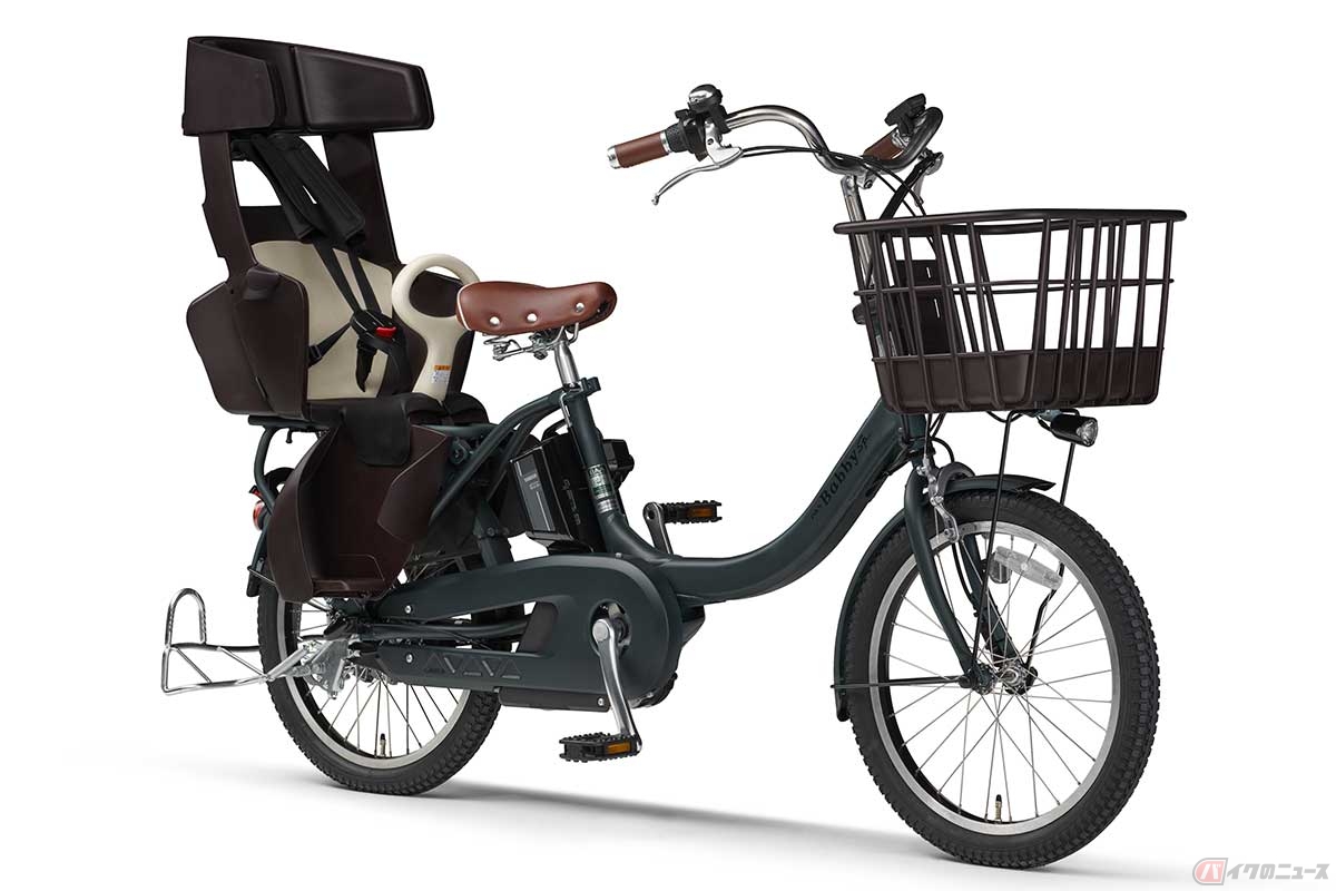 ヤマハの電動アシスト自転車「PAS Babby un SP coord.30周年限定モデル」(2023年型)カラー:マットディープレイクグリーン