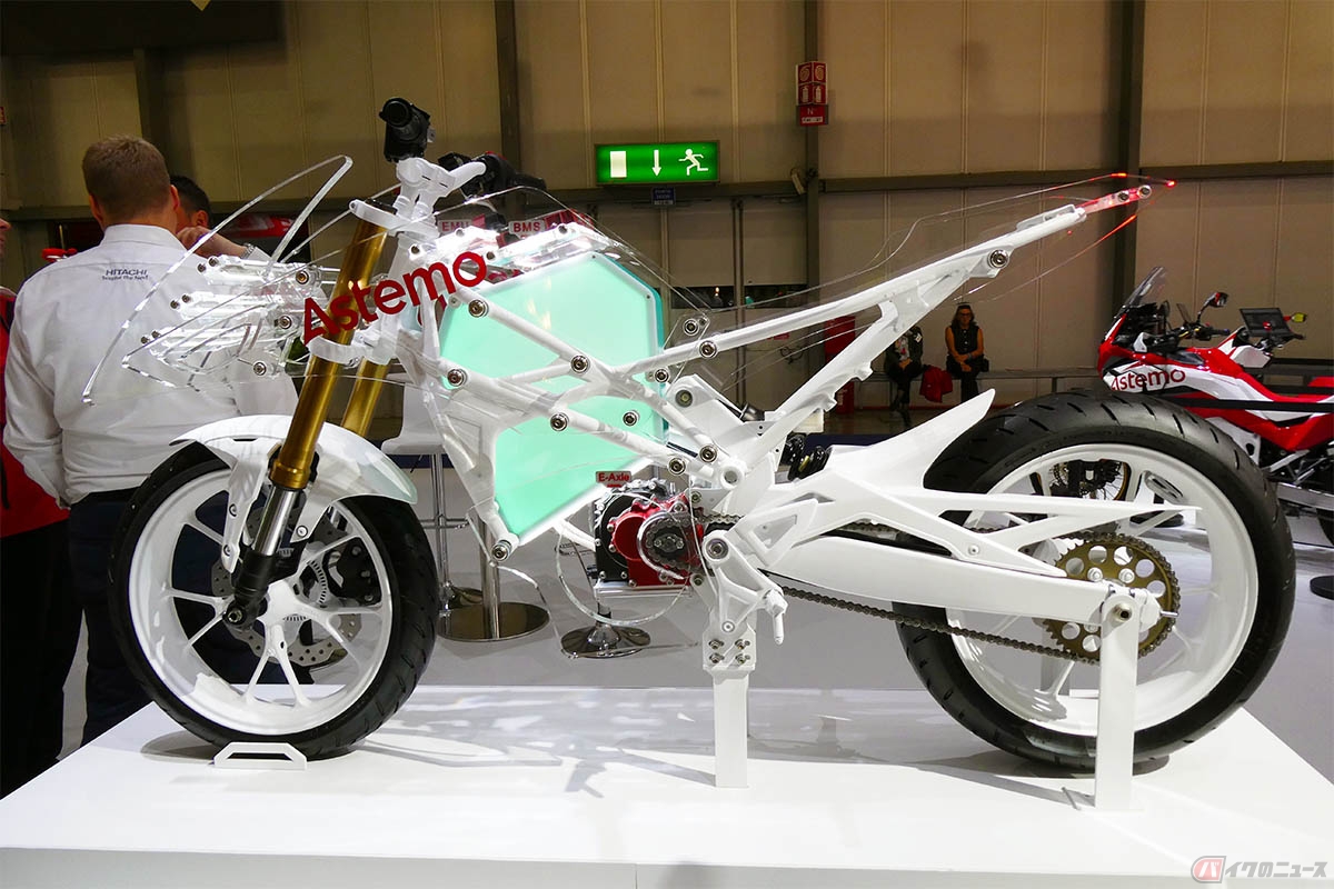 EICMAの日立Astemoブースに展示されていた電動化技術のデモモデル