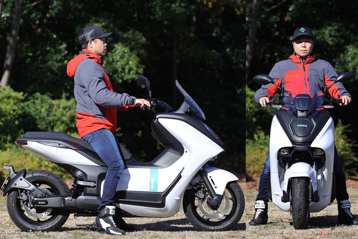 ヤマハ「E01」の足つき(身長168㎝)