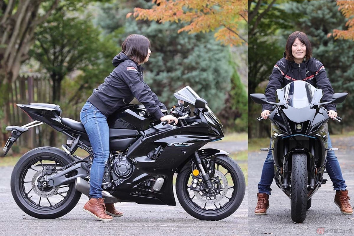ヤマハのミドルサイズスーパースポーツ「YZF-R7」の足つき(身長165㎝)
