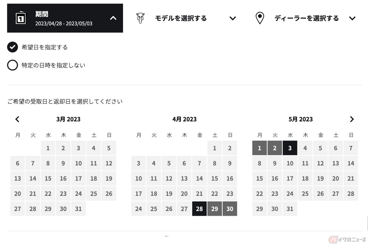 2023年4月28日から5月3日までに設定してみた