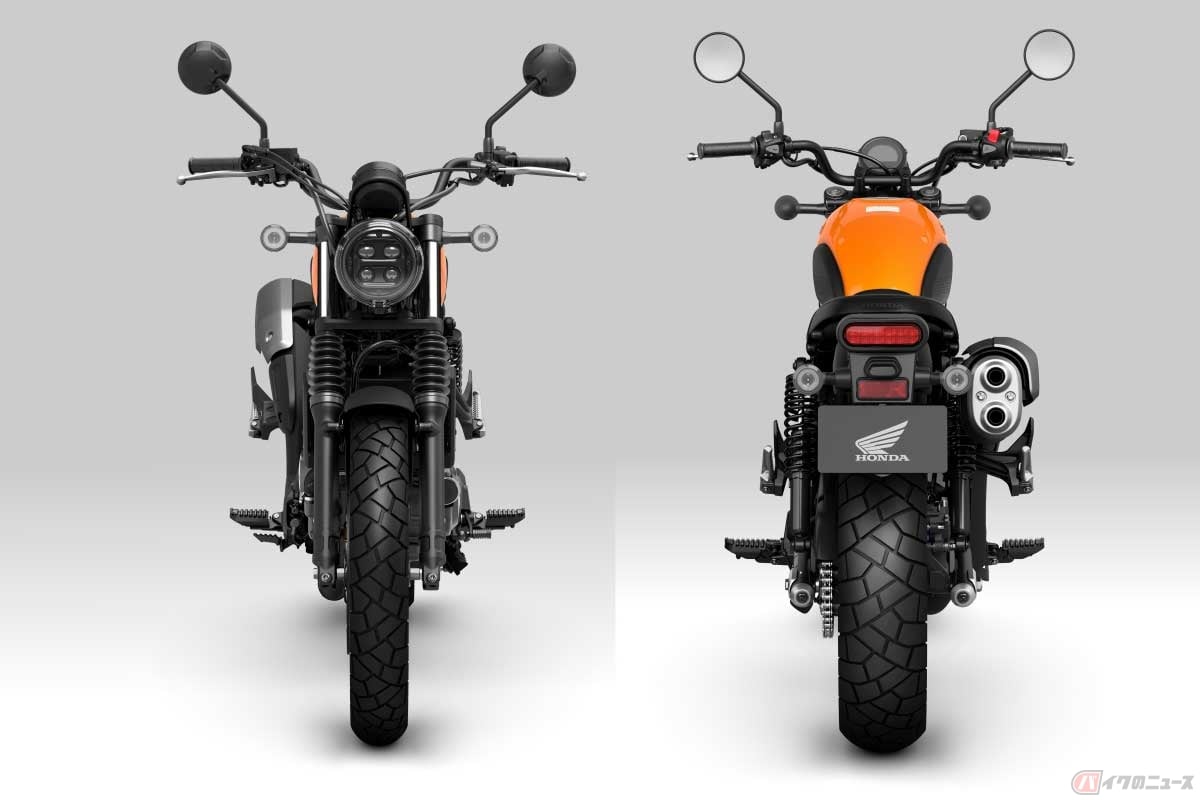 ホンダ「レブル250」をベースにスクランブラースタイルをまとった「CL250」のタイヤサイズは、前輪が110/80-19で後輪が150/70-17となっている。前輪の幅は約110mm、後輪の幅は約150mmだ