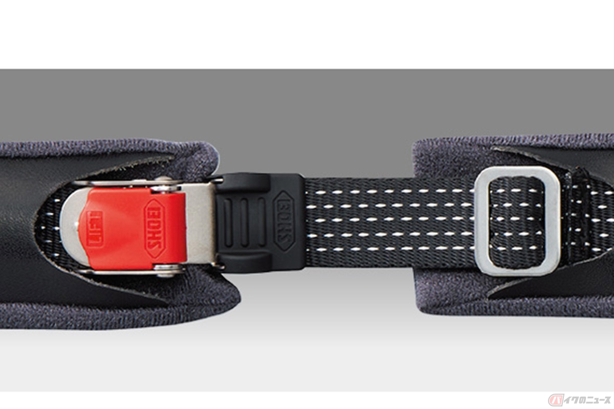 SHOEI「GT-Air3」で採用されている新マイクロラチェットチンストラップ