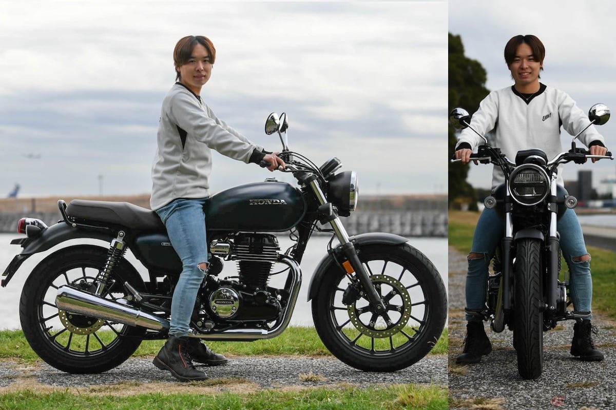 ホンダ「GB350」のシート高は800mm、身長165㎝の僕の足つきは画像の通り