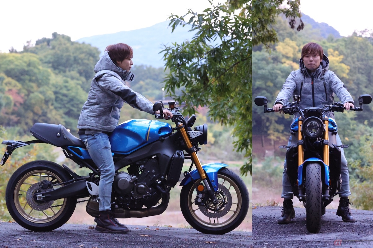 ヤマハ「XSR900」の足付き(身長165cm)