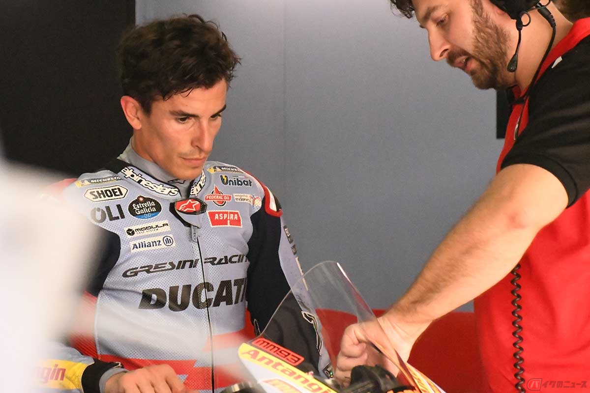 まだ全力で走るアタックラップではホンダのライディングのクセが出てしまうというM.マルケス選手。ただ、それでも適応は進んでいるように見える