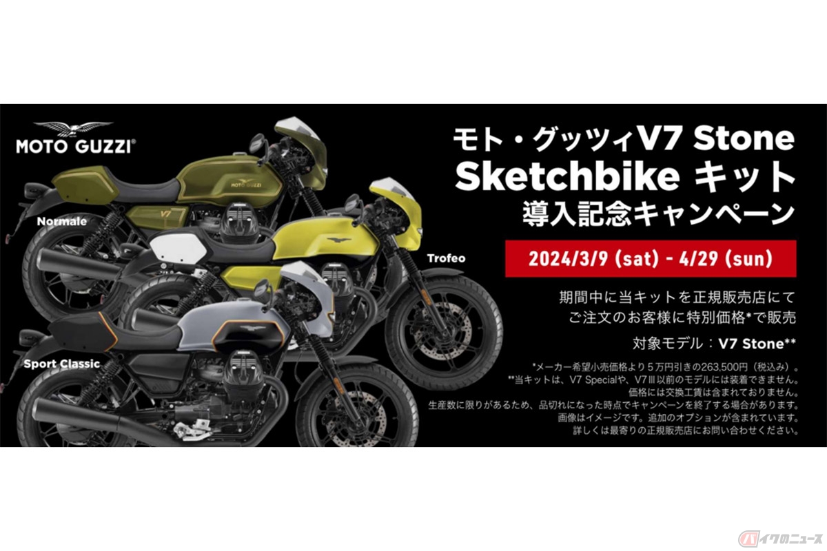 モトグッツィ「V7 Stone（V7ストーン）」用のカスタマイズ外装セット「Sketchbikeキット」装着車両