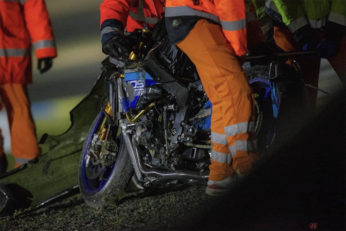 転倒により大破されたMaco Racing Teamのマシン