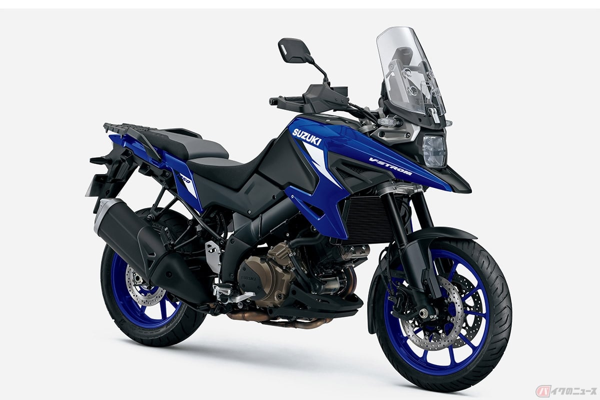 スズキから登場する「V-STROM（ブイストローム）1050」の新型モデル(パールビガーブルー／マットブラックメタリックNo.2(CGJ))