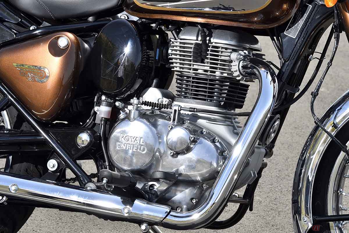 ロイヤルエンフィールド「クラシック350」に搭載された排気量349ccの単気筒エンジン