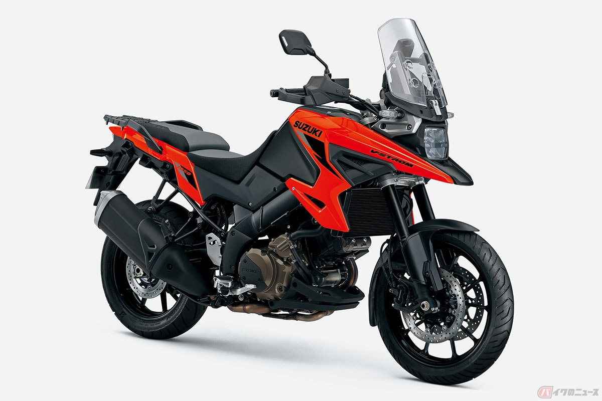 スズキから登場する「V-STROM(ブイストローム)1050」の新型モデル(グラスブレイズオレンジ/マットブラックメタリックNo.2(CGH))