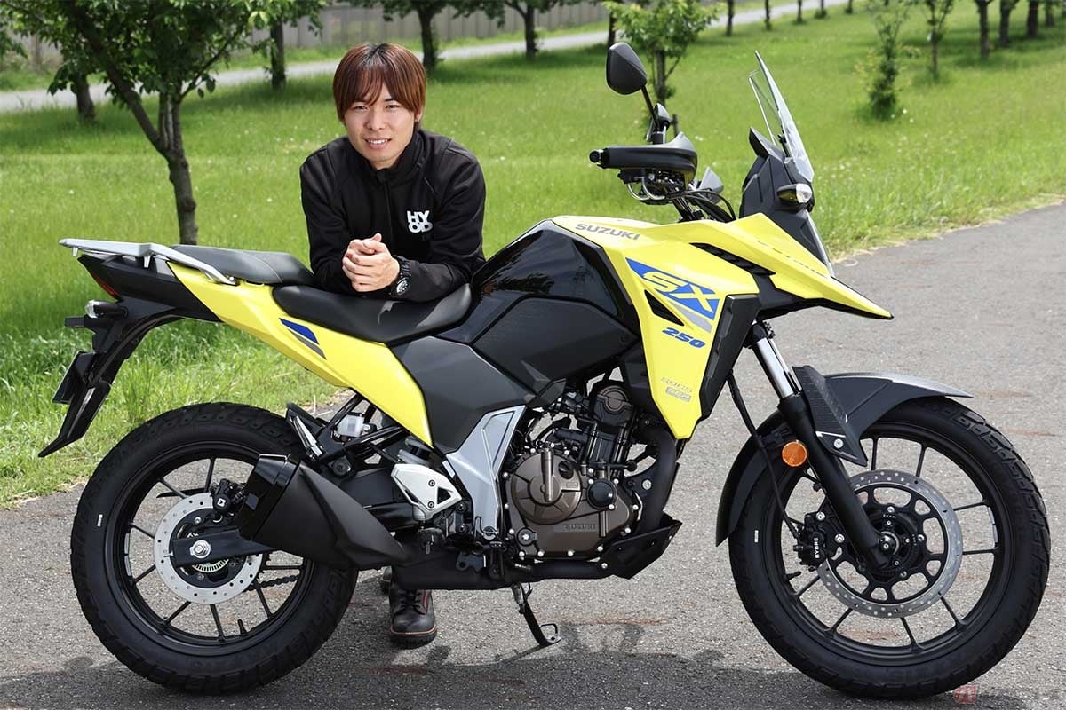 スズキ「Vストローム250SX」とレーシングライダーの石塚健選手