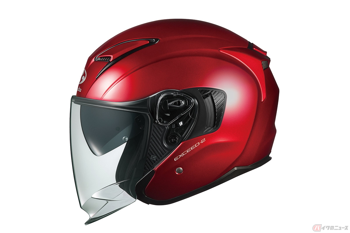 オージーケーカブトから登場する新たなオープンフェイス「EXCEED-2」シャイニーレッド