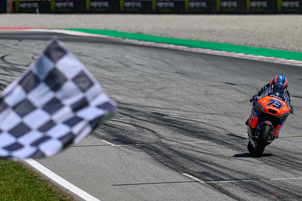 2024年のMotoGP第6戦カタルーニャGPで、今季初優勝を飾ったMoto2クラス小椋藍選手（#79／MTヘルメット - MSI）