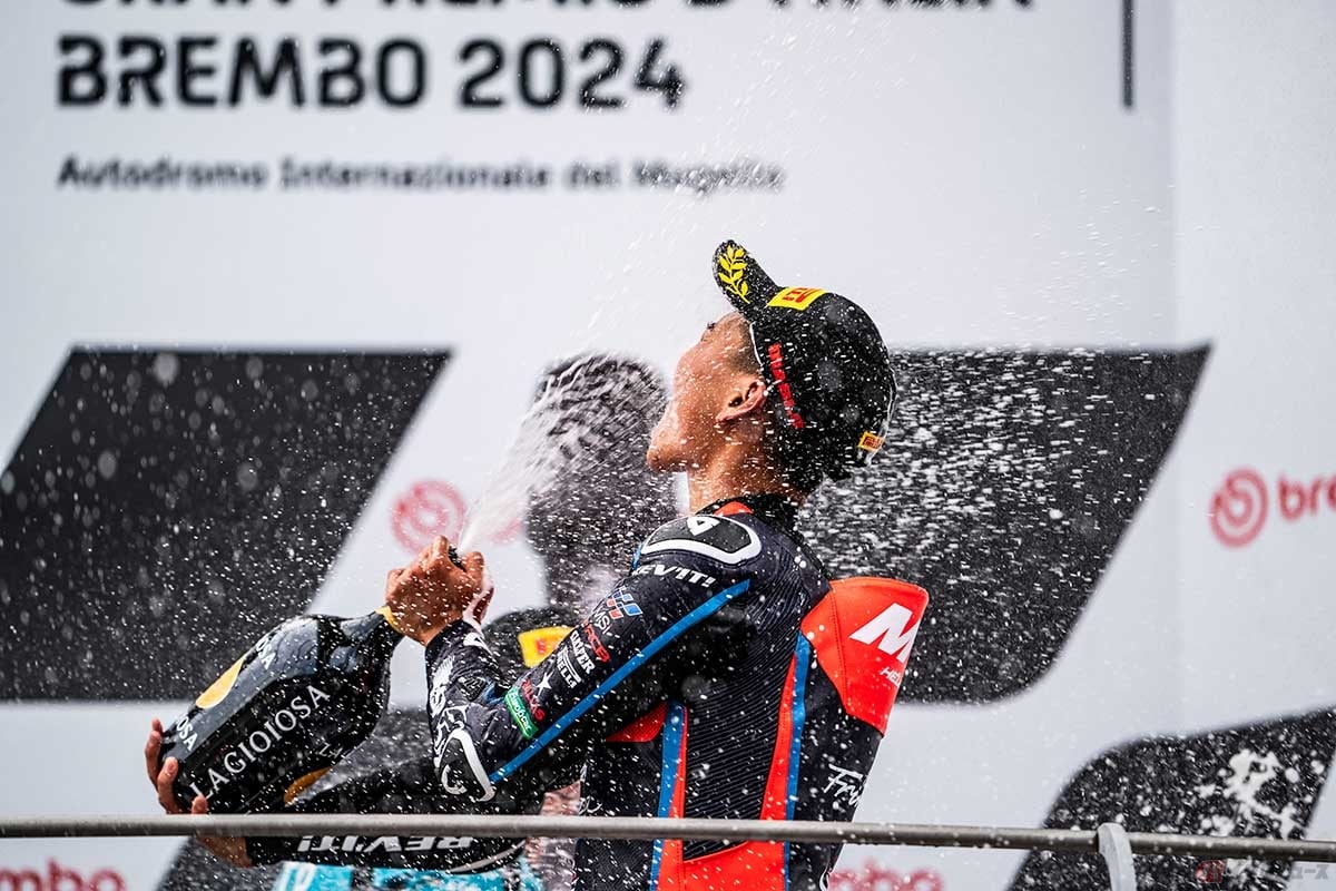Moto3クラスで初めて味わうシャンパンファイト