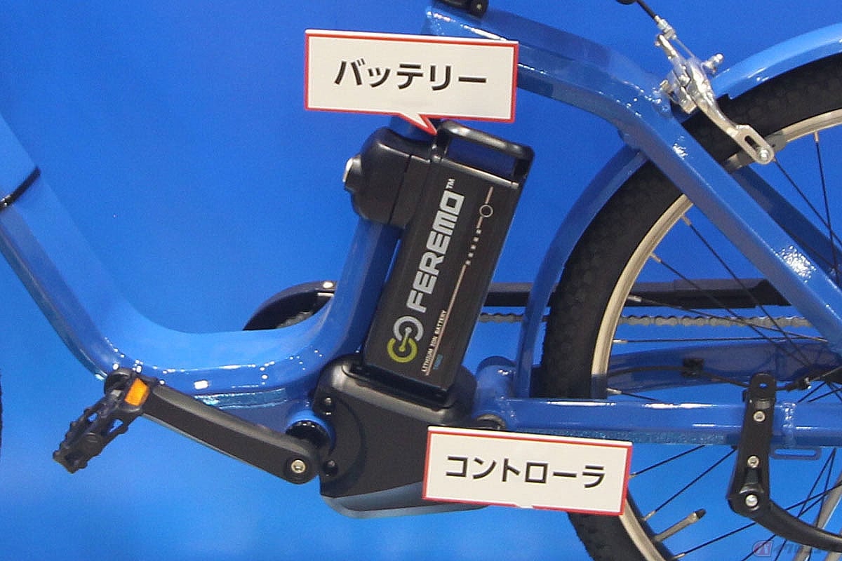 太陽誘電が開発した次世代回生電動アシストシステム「FEREMO(フェリモ)」を搭載した試作車。高性能コントローラの採用で効率を高めています