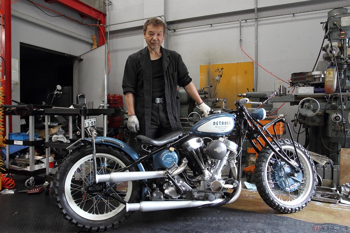 マシンを製作したサンダンスの柴崎 “ZAK” 武彦氏は1982年の創業以来、数々のオリジナルエンジンやサスペンションをはじめとするオリジナルパーツを生み出し続けている世界に誇るべきハーレーエンジニア。海外からも高い評価を受ける人物です