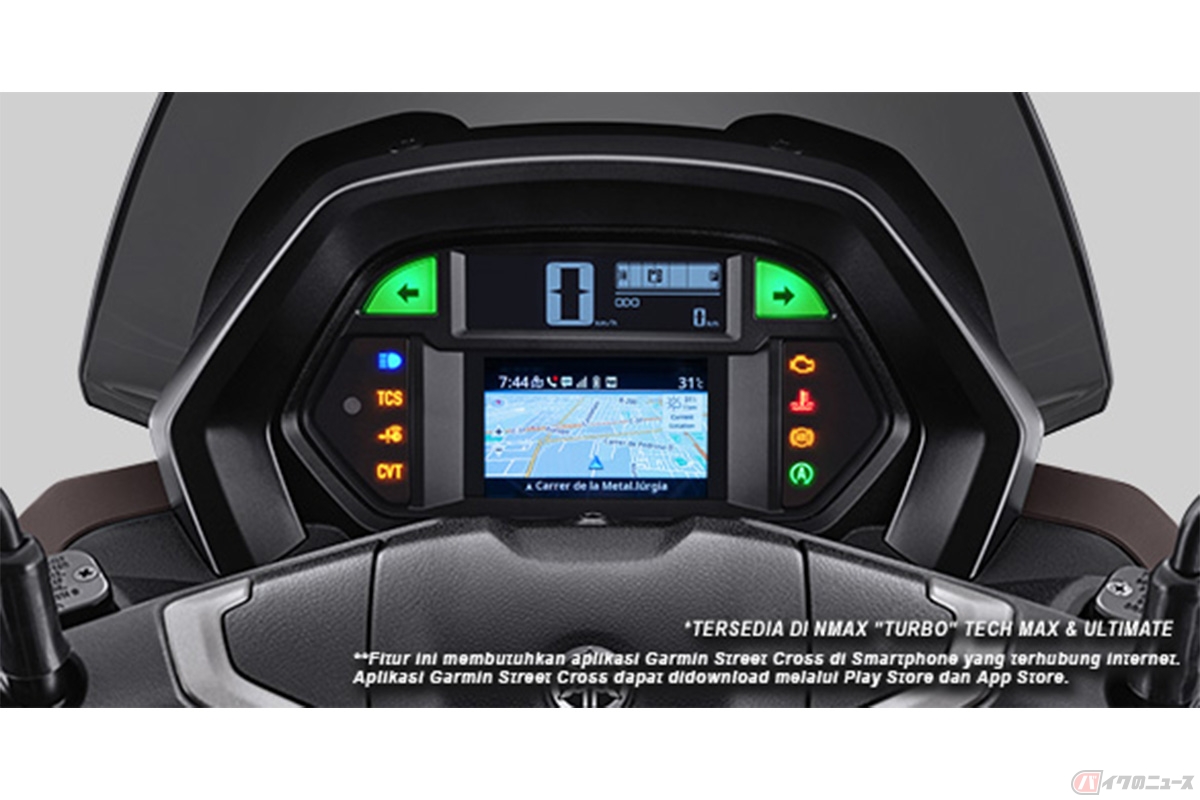 PTヤマハが発売した世界で最も洗練されたNMAX「NMAX TURBO」のディスプレイ