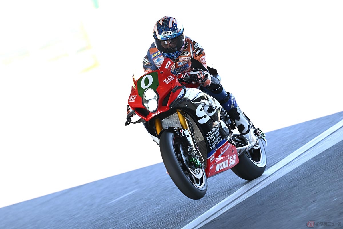 「チームスズキ CN チャレンジ」が手掛けた「GSX-R1000R」をテストする生形 秀之(おがた ひでゆき) 選手(写真は6/4、5日開催の4メーカー合同テスト時)