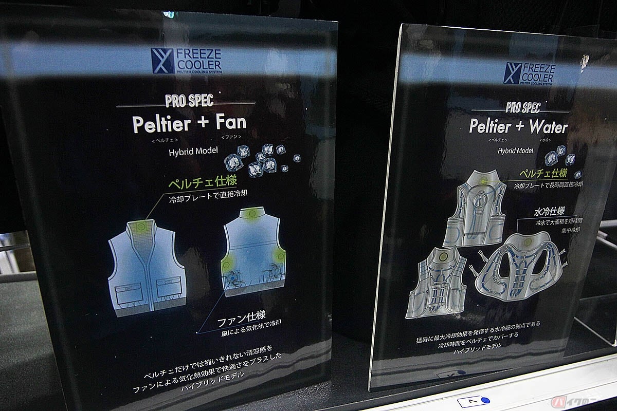 水冷服や空調ファンとのかけ合わせも思案中というペルチェ素子搭載ウエア