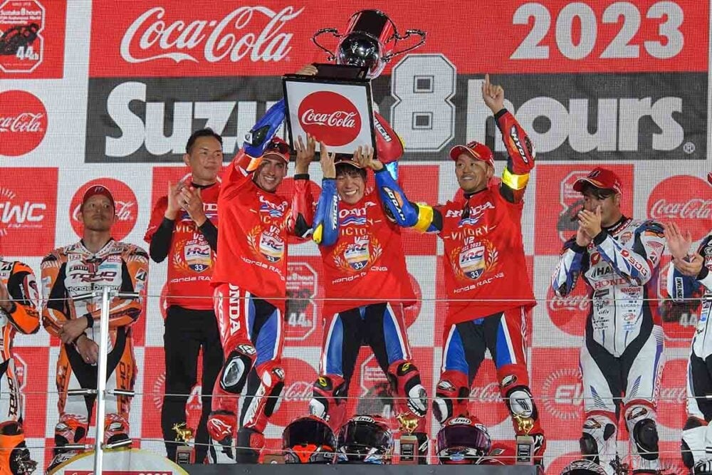 2023年開催の「2024FIM世界耐久選手権”コカ･コーラ”鈴鹿8時間耐久ロードレース第44回大会」を制したホンダのワークスチーム「Team HRC with日本郵便」