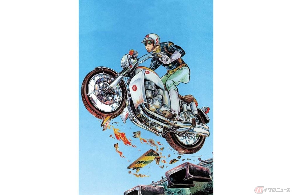 漫画『ワイルド7』に登場する飛葉ちゃんのバイクがプラモデルに（Ⓒ望月三起也／画像提供＝株式会社青島文化教材社）