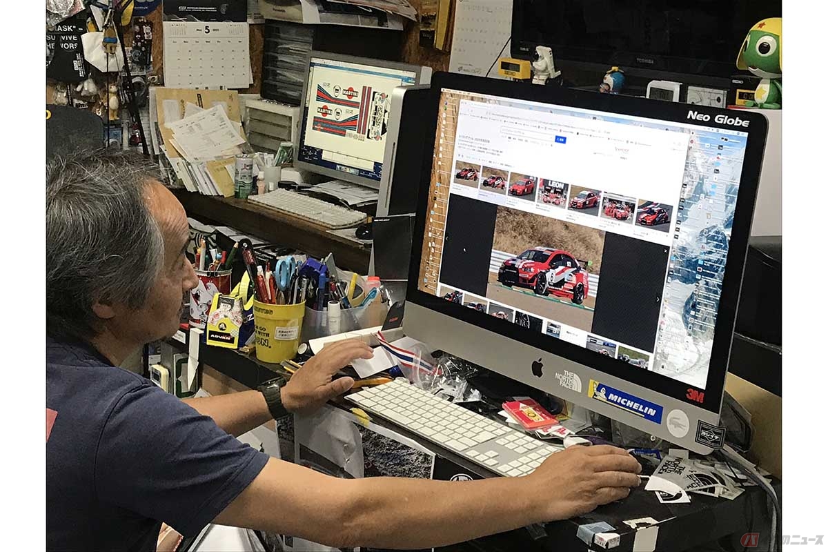 国内GT選手権のエントラントや、とあるメーカーワークス系マシン用のラッピングも製作実績があるアイデアボックス。代表の渡部(わたなべ)さん自身もWRCファンでストラトスファンでもあるそう。バイクは原付二種のスーパーカブをベースに、ラッピングを楽しんでいます