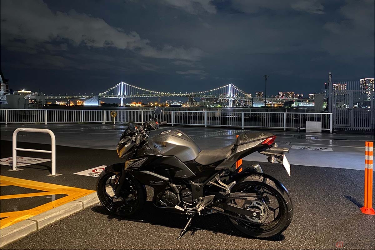 ツーリングで訪れた「晴海ふ頭公園」で撮影した夜景