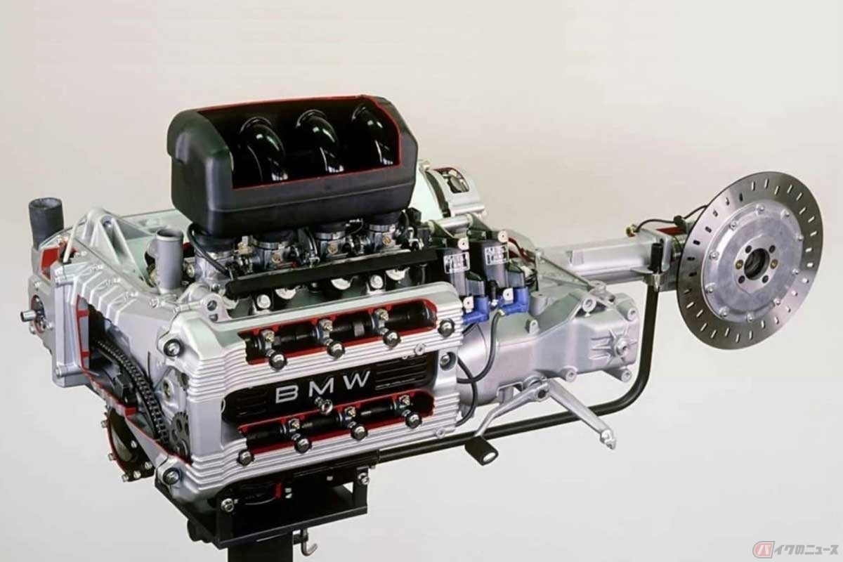 BMW Motorrad「K100」の縦置きエンジンとシャフトドライブのユニット