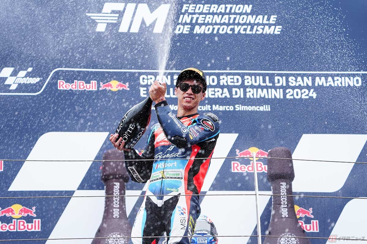 【MotoGP第13戦サンマリノGP】Moto2クラスで今季3勝目を飾った小椋藍選手(#79/MTヘルメット - MSI)。チャンピオンシップでランキングトップに