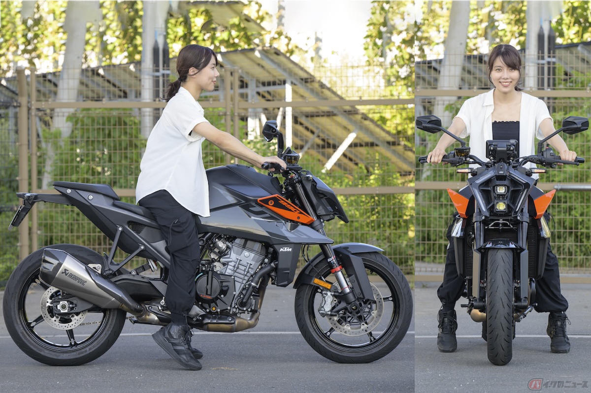 シート高825mm、身長160cmの私が跨ると両足のつま先が地面に接地する程度