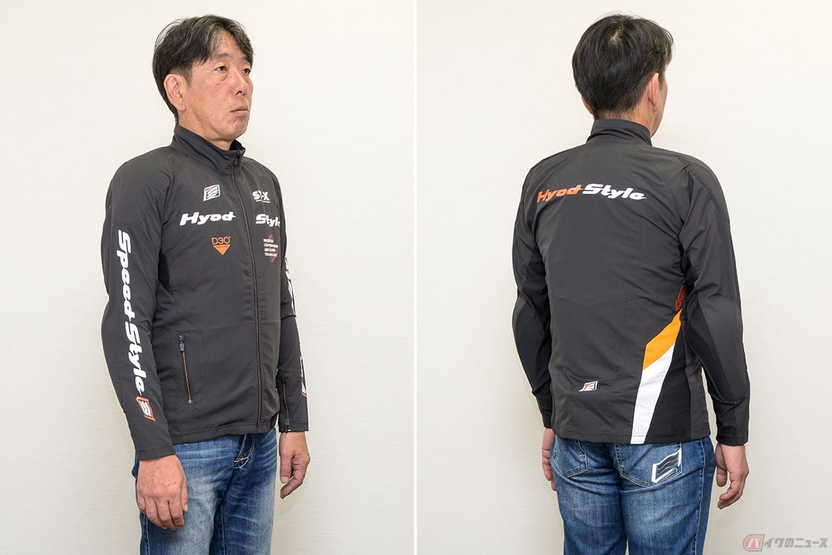 エアブーストの上にヒョウドウの「ウチミズジャケット」を着用したところ。キツキツ感やモコモコ感は一切ナシ