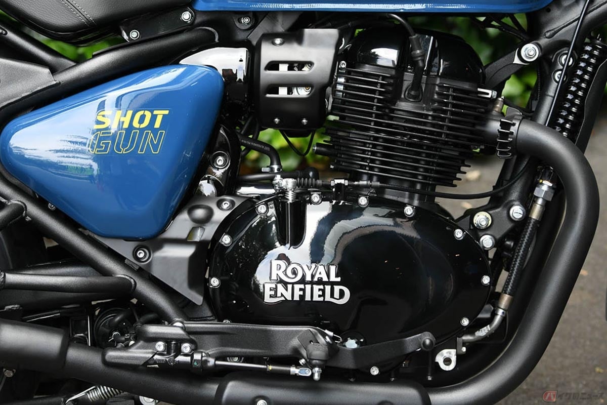 ロイヤルエンフィールド「ショットガン650」に搭載された排気量648cの並列2気筒エンジン
