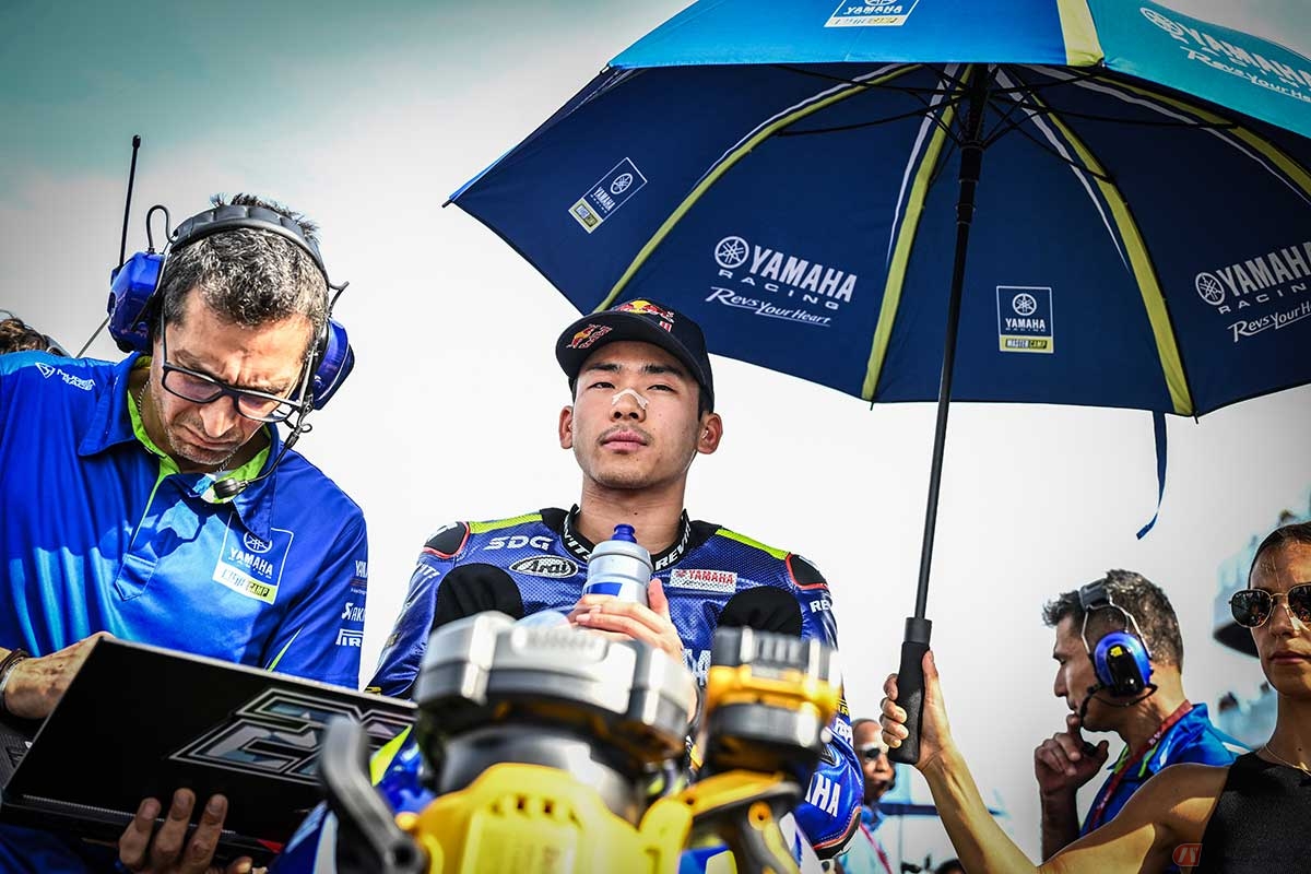 【MotoGP第14戦エミリア・ロマーニャGP】佐々木歩夢選手(#22/Yamaha VR46 Master Camp Team)。Moto2決勝レースは22番手からスタート