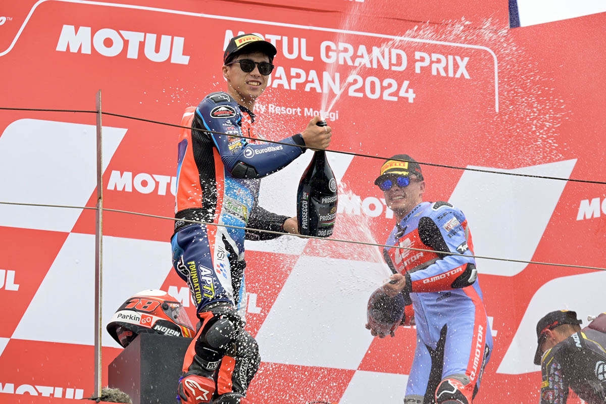 MotoGP2024第16戦日本GP Moto2クラスで2位表彰台を獲得した小椋藍選手(MT Helmets - MSI)