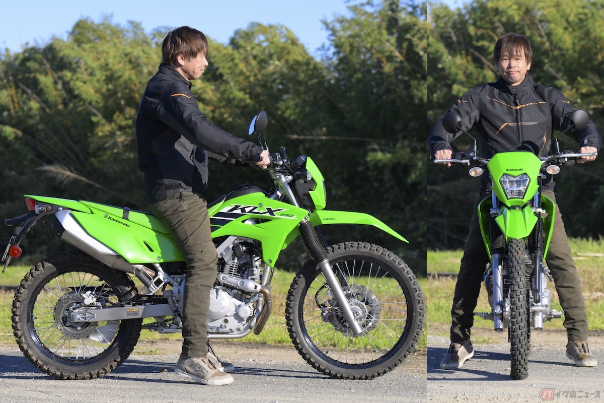 KLX230Sのシート高はシェルパと同じ845mm