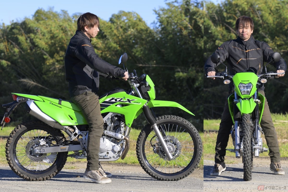 KLX230Sのシート高はシェルパと同じ845mm