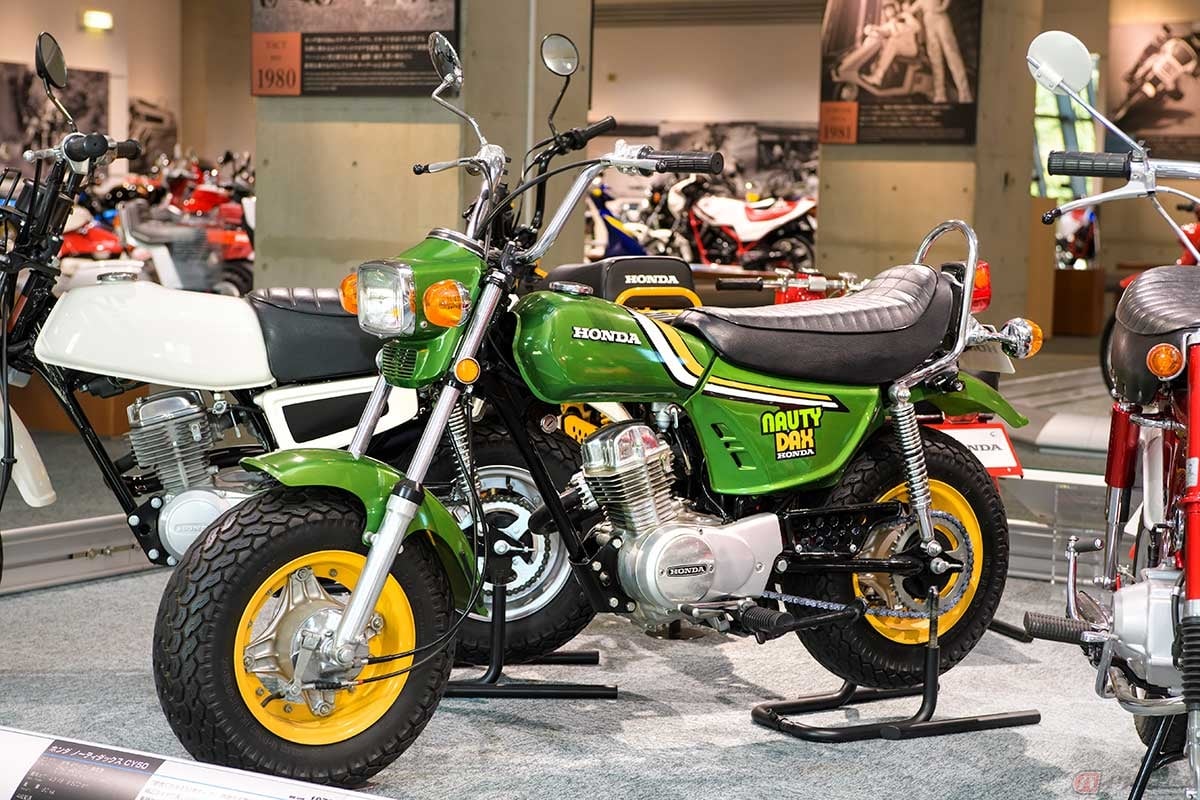 ホンダの原付レジャーバイクシリーズで排気量50ccクラスの空冷4ストローク単気筒SOHCエンジンを採用した「NAUTY DAX HONDA CY50」(1973年型)