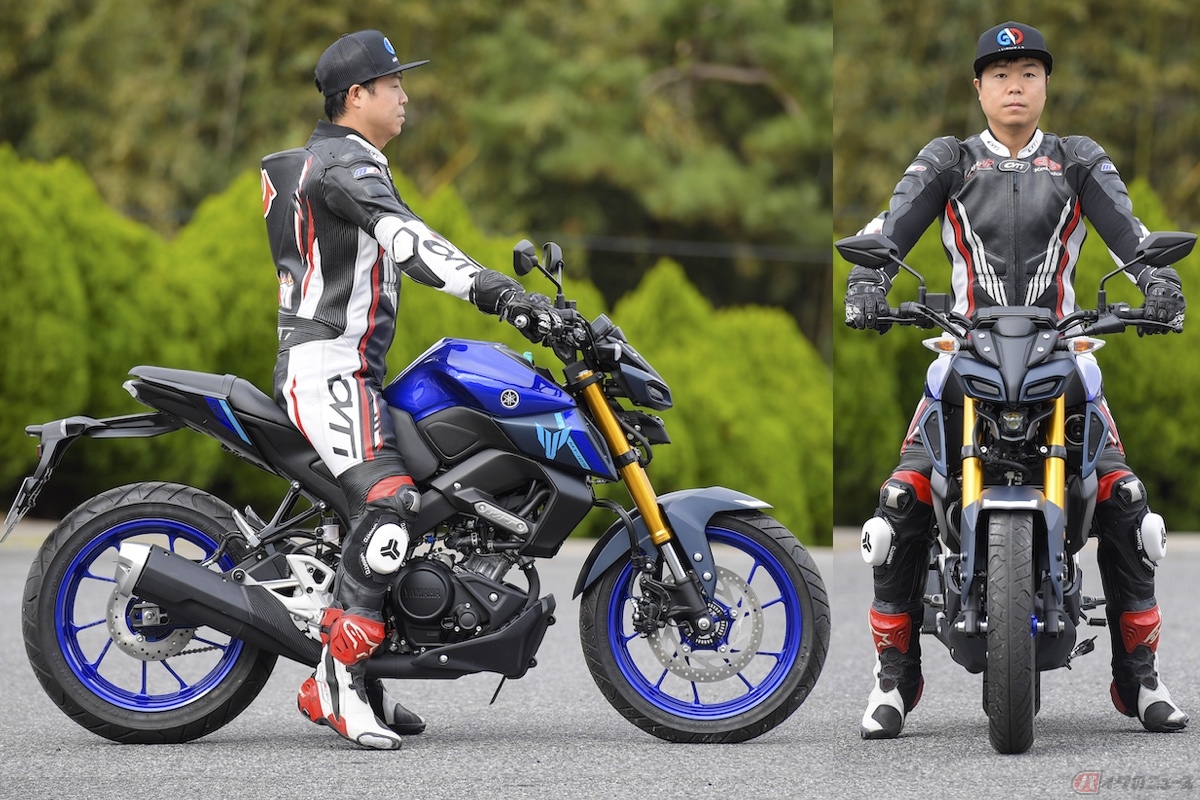 シート高810mm、ヤマハ「MT-125」の足つき(身長168㎝)は、両足の踵が浮く程度