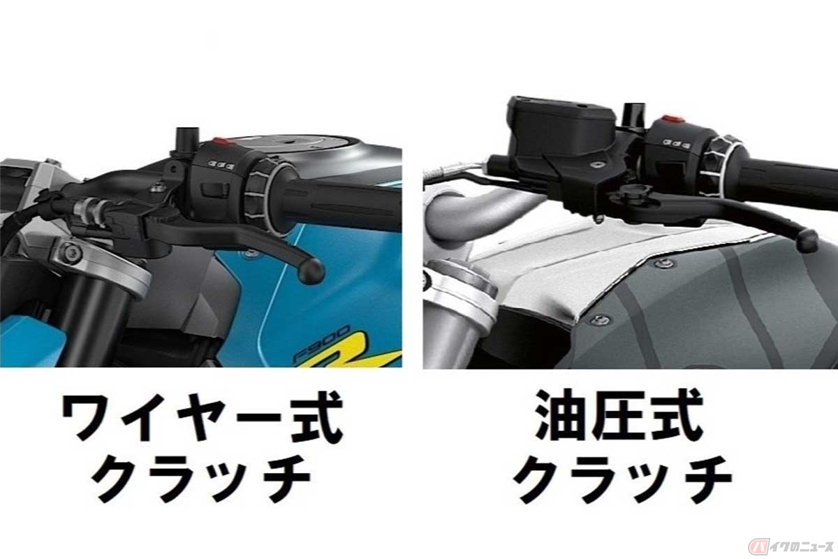 ワイヤー式クラッチはワイヤーケーブルを引っ張り、油圧式クラッチはマスターシリンダーの油圧でエンジン側のクラッチを断続する