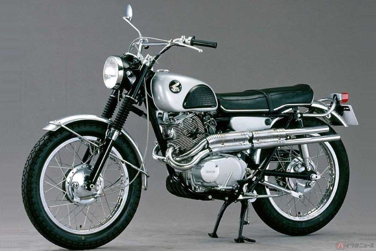ホンダ初の本格スクランブラーである「ドリームCL72スクランブラー」（1962年型）。大人気ロードスポーツ車「CB72」がベース