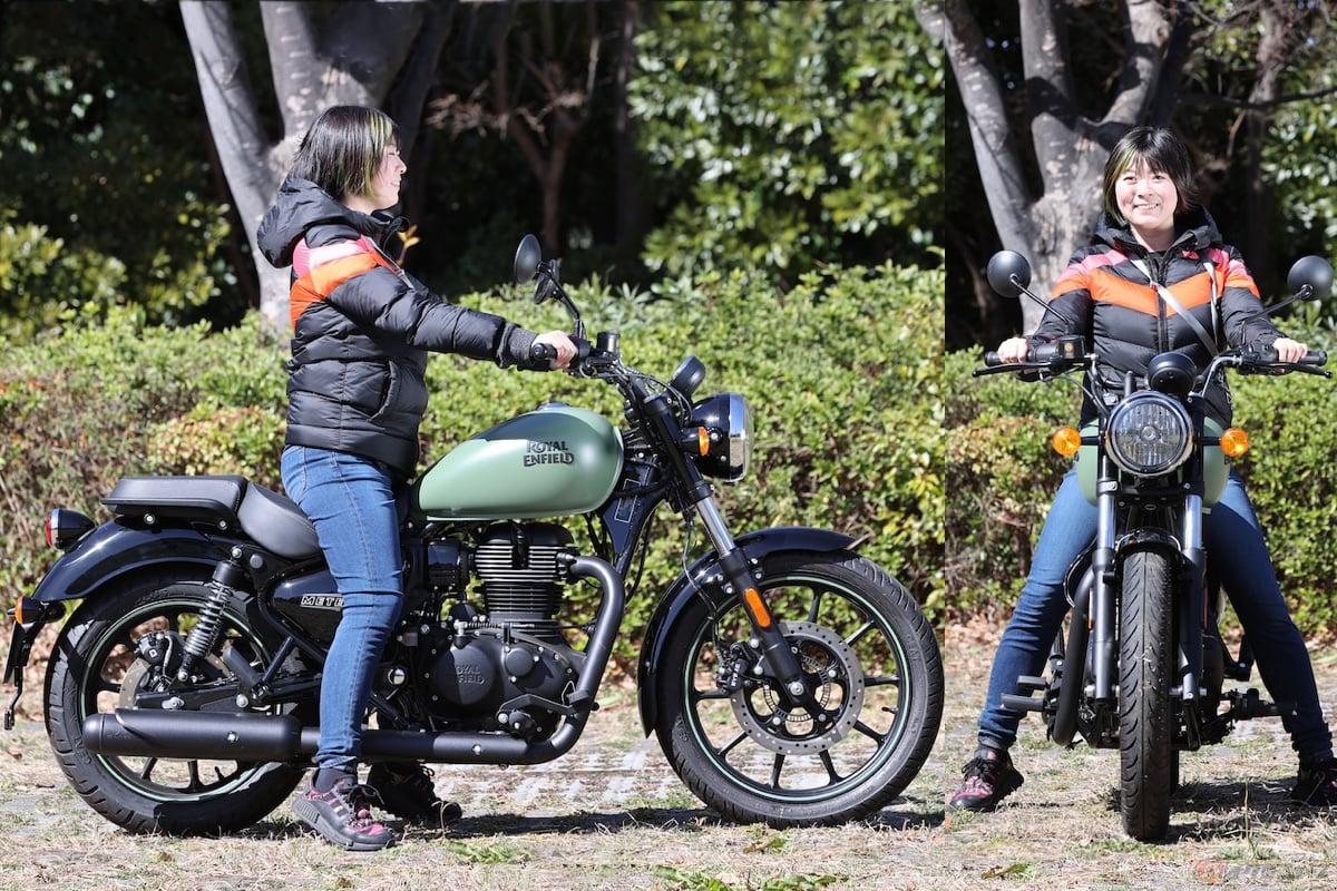 シート高765mmのロイヤルエンフィールド「メテオ350」の足つき(身長165㎝)