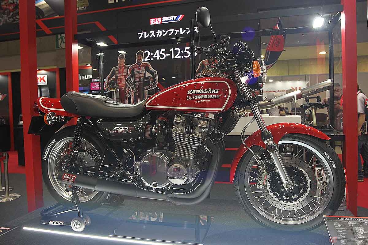 ヨシムラが製造するカワサキ「Z1」用の手曲ストレートチタンサイクロン4-2-1