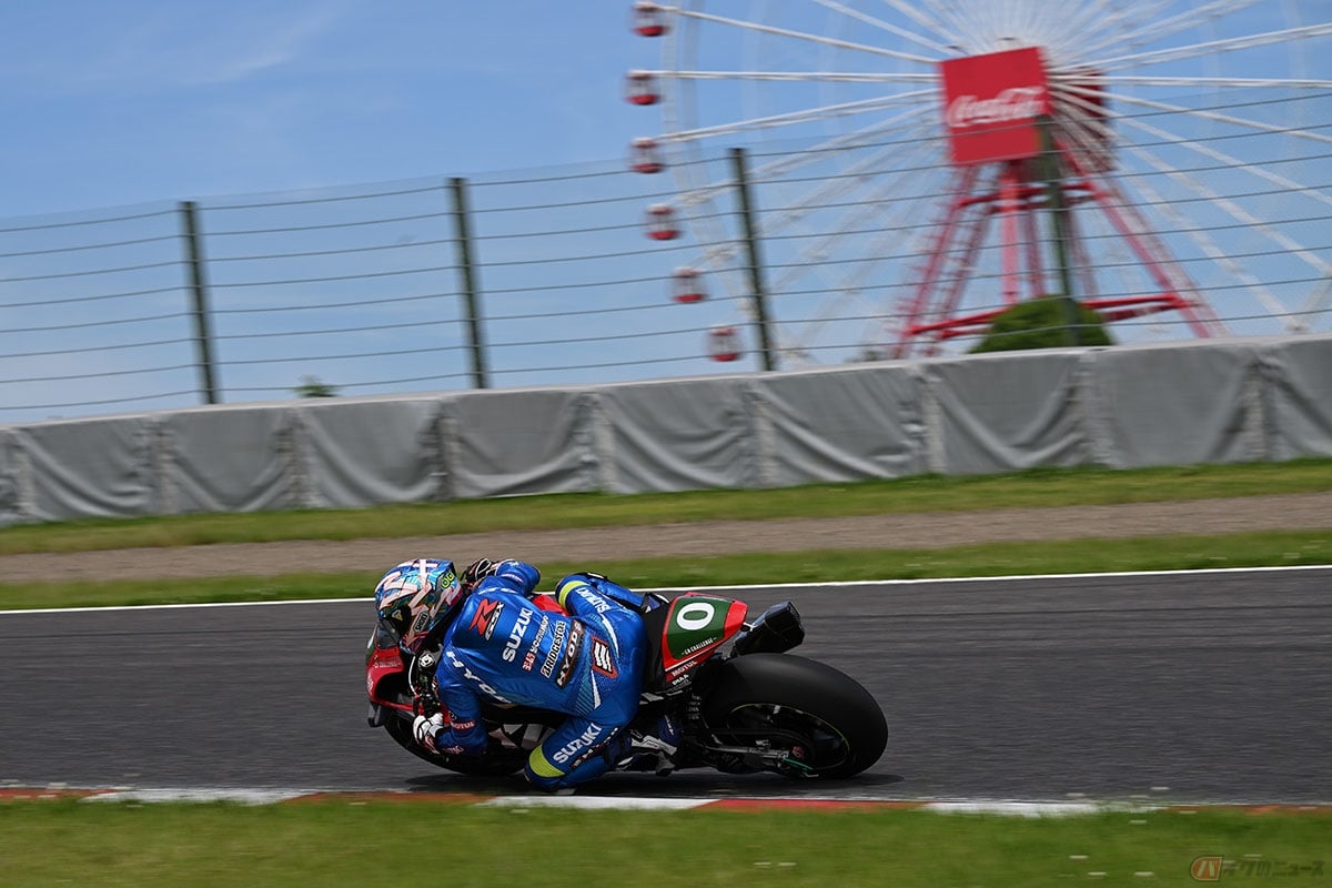 「チームスズキ CN チャレンジ」が手掛けたGSX-R1000Rをテストする生形 秀之(おがた ひでゆき) 選手