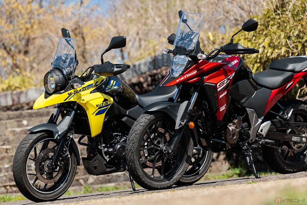 スズキ「V-Strom250」（左）と「V-STROM250SX」（右）
