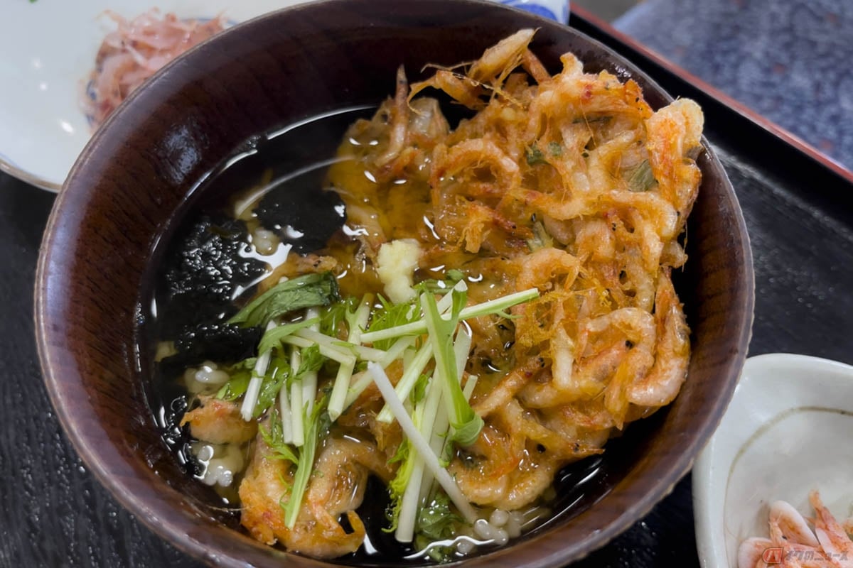 玉鉾のおすすめメニュー「桜えびのかき揚げ茶漬け」