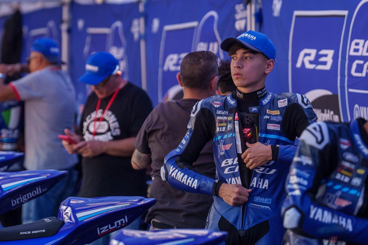 現役高校生、16歳のターナー健人さん。スズキに500ccクラス初の表彰台をもたらしたキース・ターナーさんを叔父に持ちます