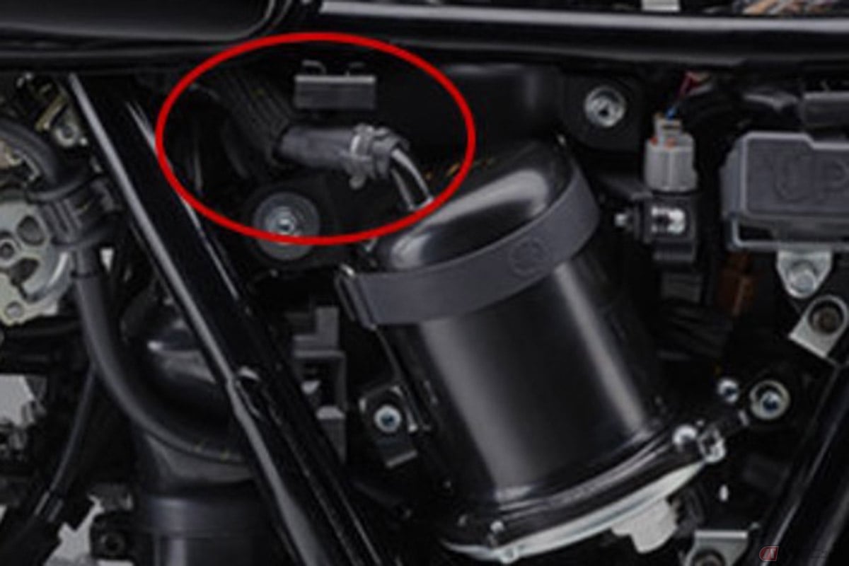 バイクに装備されたブリーザーホース