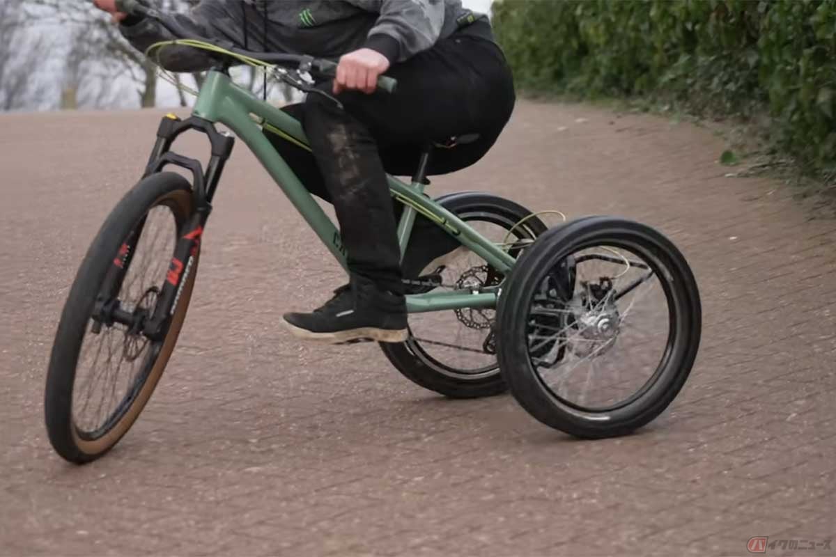 MTBをベースにリア2輪&プラスチックタイヤに魔改造してドリフトを楽しむ動画に反響